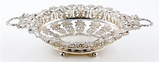 Appraisal: Continental silver reticulated basket wheat and anthemion bands over pierced