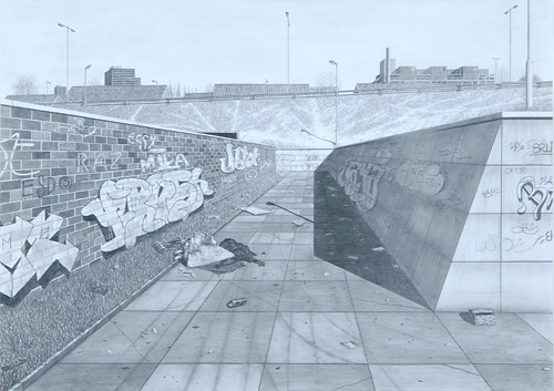 Appraisal: David Rayson British b Underpass Pencil on paper framed x