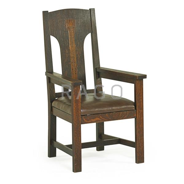 Appraisal: SHOP OF THE CRAFTERS Inlaid armchair Condition Report Overall good