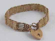 Appraisal: A yellow metal tests ct gold seven bar gate bracelet