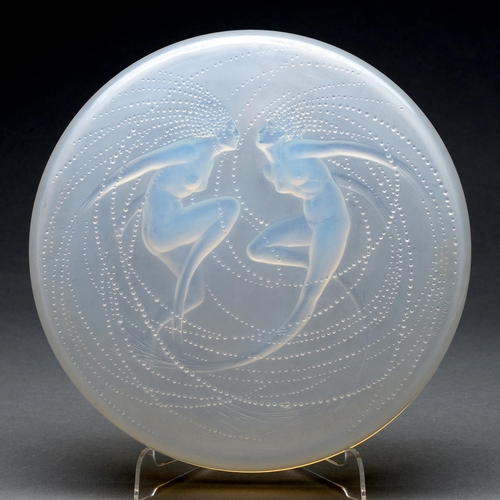 Appraisal: Deux Sirenes' A Lalique semi-opalescent glass box and cover cm