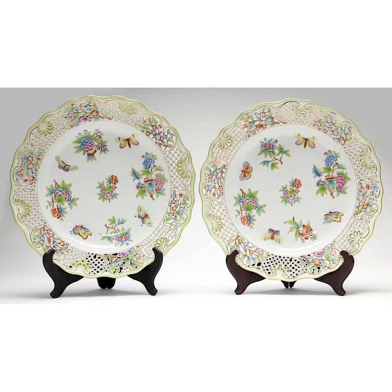 Appraisal: Two Herend Reticulated Serving Platters Queen Victoria pattern VBO in