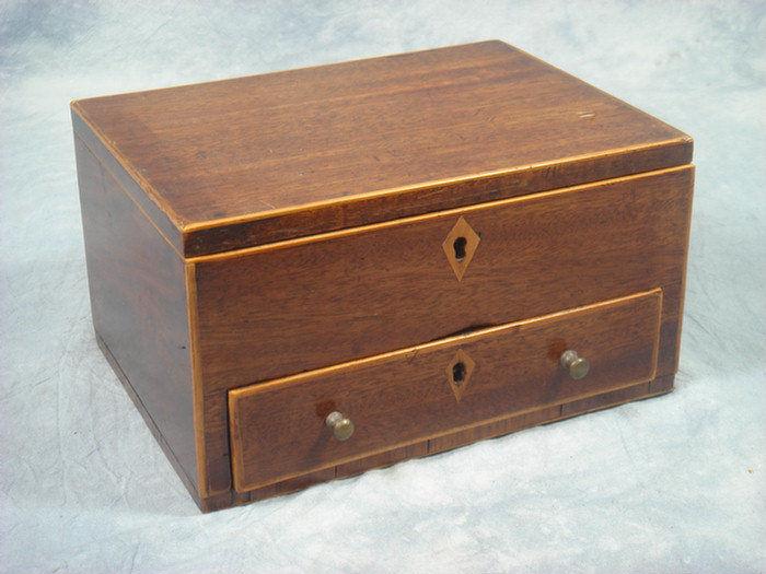 Appraisal: Inlaid mahogany document box with drawer minor veneer losses w