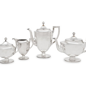 Appraisal: A German Silver Four-Piece Tea and Coffee Service H J