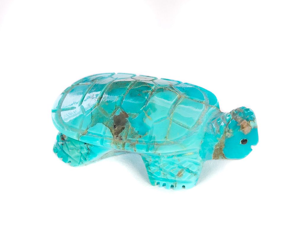 Appraisal: Artist Signed DC Zuni Turqouise Turtle Effigy Artist Signed DC