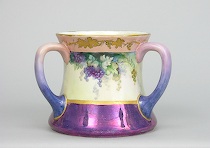 Appraisal: Beautiful Limoges Cachpot Overall concave sides and triple handle cachepot