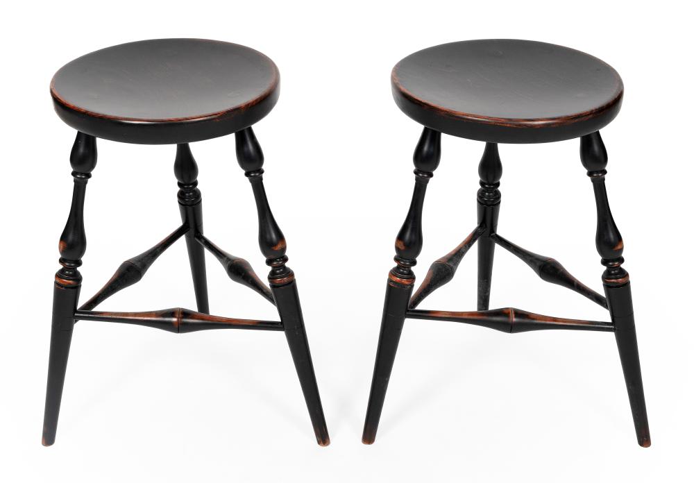 Appraisal: PAIR OF PUB STOOLS LATE TH CENTURY HEIGHTS SEAT DIAMETERS