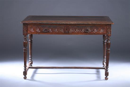 Appraisal: BAROQUE STYLE CARVED WALNUT CENTER TABLE late th century with