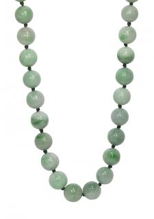 Appraisal: Jadeite necklace Jadeite necklace composed of round jadeite beads ranging