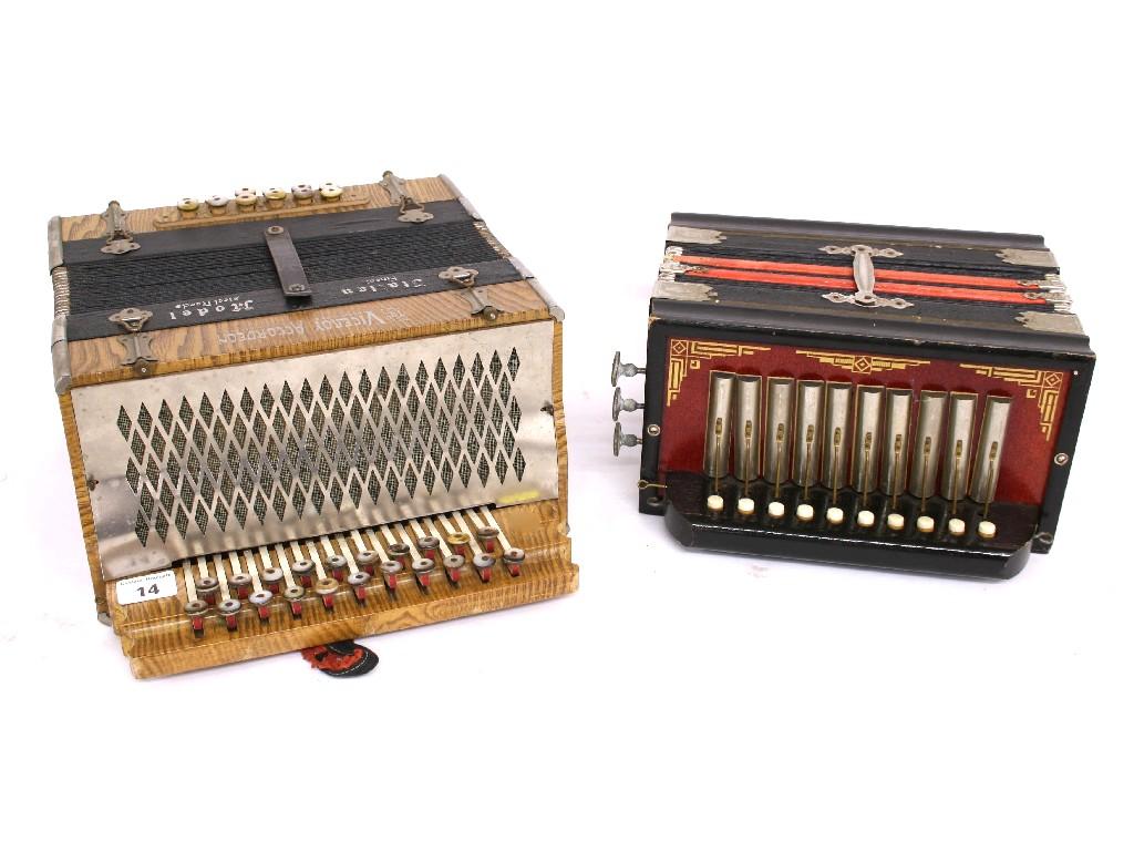 Appraisal: The Viceroy Accordion Melodeon with twelve bass buttons natural wooden