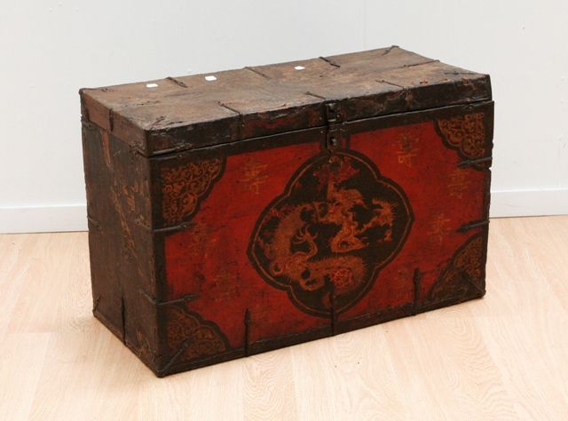 Appraisal: A th century Tibetan treasure chest for the storage of