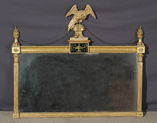 Appraisal: Regency Giltwood and Eglomis Panel Overmantel Mirror Early th Century