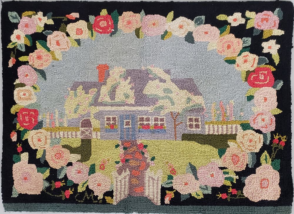 Appraisal: Vintage Claire Murray Hooked Rug of a Nantucket Cottage Vintage