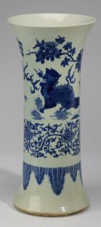 Appraisal: Large Chinese qilin and phoenix vase h Large Chinese blue