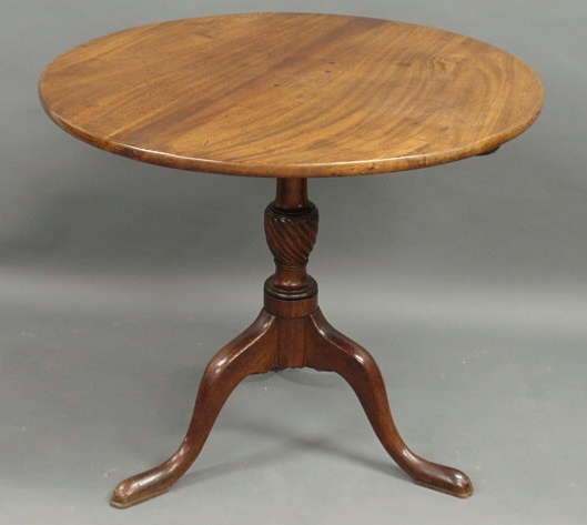 Appraisal: Queen Anne mahogany tea table c with a swirl carved