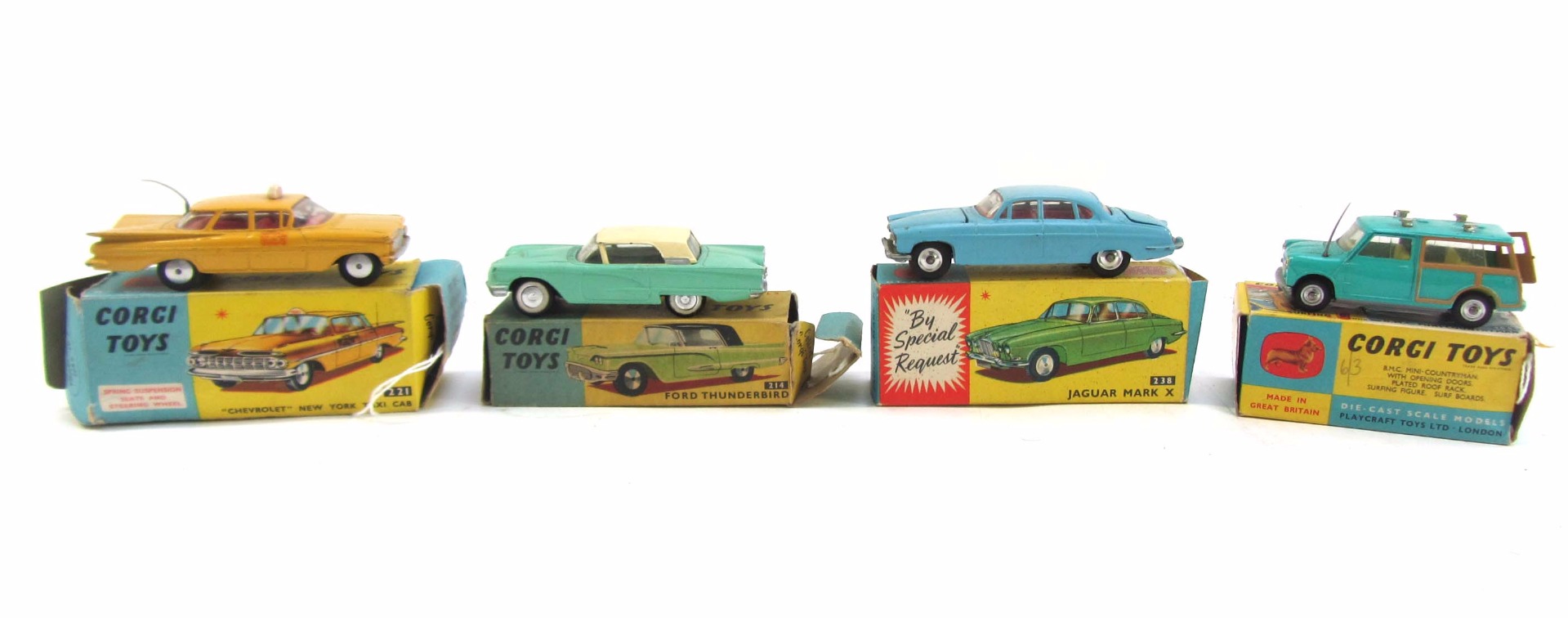 Appraisal: Four Corgi die-cast vehicles comprising Ford Thunderbird Chevrolet New York