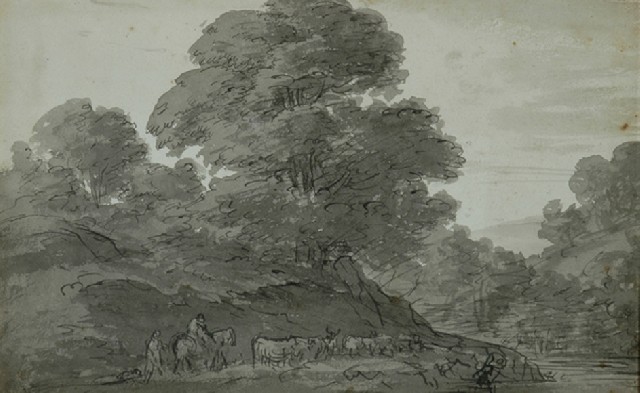 Appraisal: Attributed to John H Glover - Pastoral Scene pen and