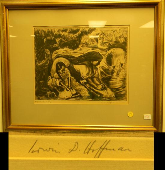 Appraisal: Irwin D Hoffman - lithograph ''Mexican Wash Day'' pencil signed