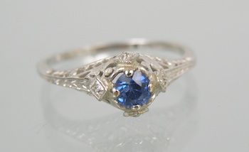 Appraisal: A Ladies' k Gold Sapphire and Diamond Ring k white