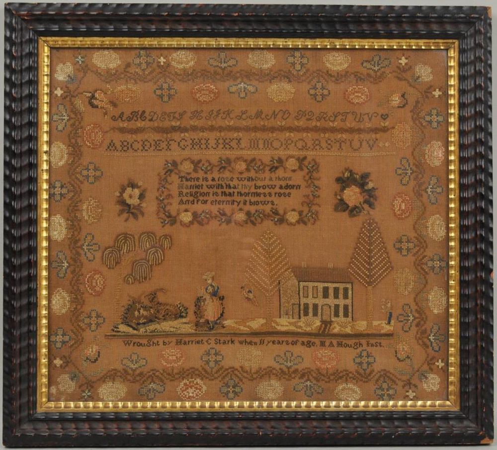 Appraisal: H Stark Schoolgirl's Needlework Sampler wrought by Harriet C Stark