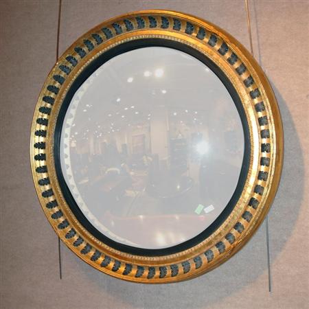 Appraisal: Regency Style Parcel Ebonized and Gilt-Wood Convex Mirror Estimate -