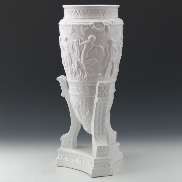 Appraisal: PORTUGUESE PORCELAIN BACCHANALIAN FLOOR VASE x White floor vase with