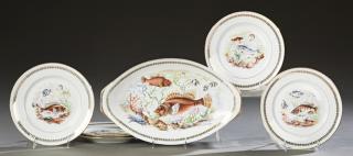 Appraisal: Twenty-Three Piece French Porcelain Fish Set early th c by