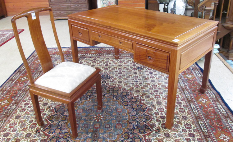 Appraisal: TEAK DESK AND MATCHING CHAIR Chinese export th century the