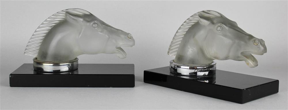 Appraisal: PAIR OF LALIQUE SMOKED AND FROSTED GLASS CAR MASCOTS NOW