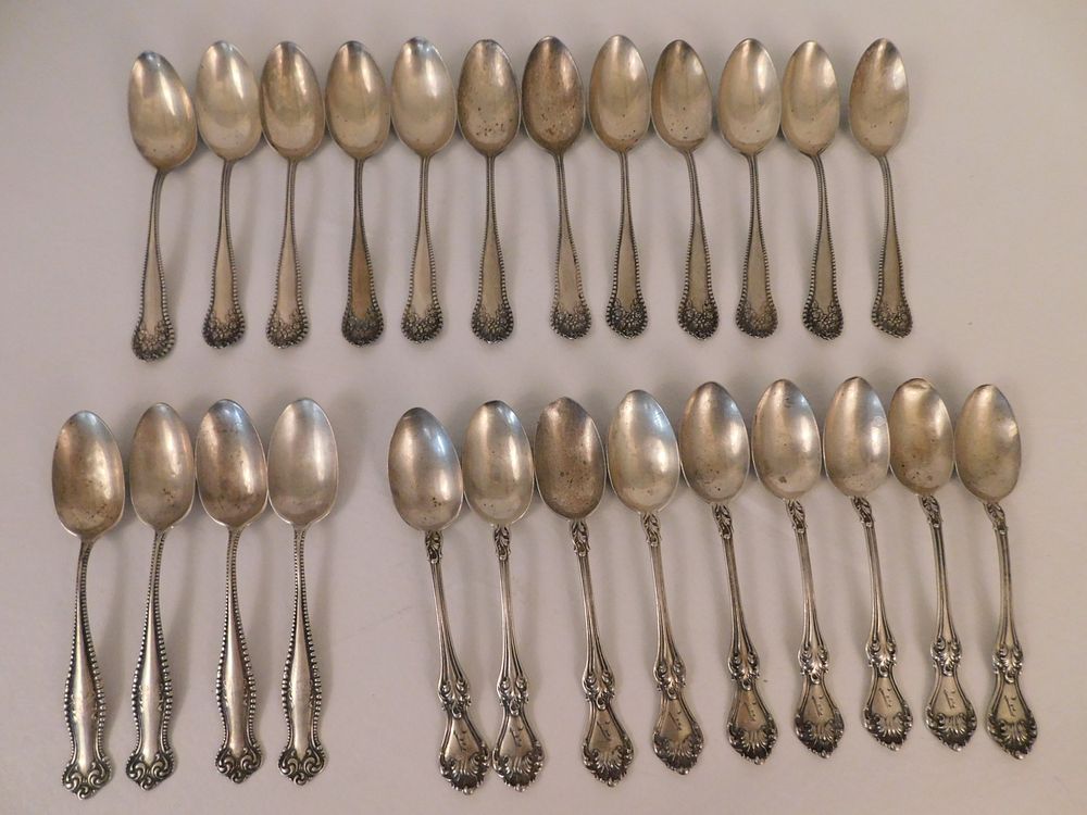 Appraisal: SETS STERLING TEASPOONS sets fancy sterling silver teaspoons includes Gorham