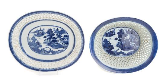 Appraisal: Sale Lot A Canton Export Porcelain Basket and Tray th