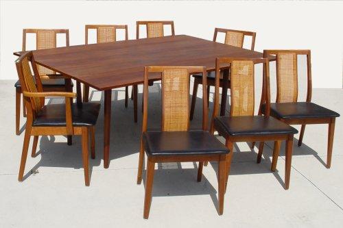 Appraisal: DANISH MODERN STYLE DINING TABLE WITH CHAIRS Cane back chairs