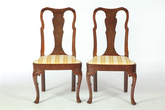 Appraisal: PAIR OF QUEEN ANNE SIDE CHAIRS American mid th century