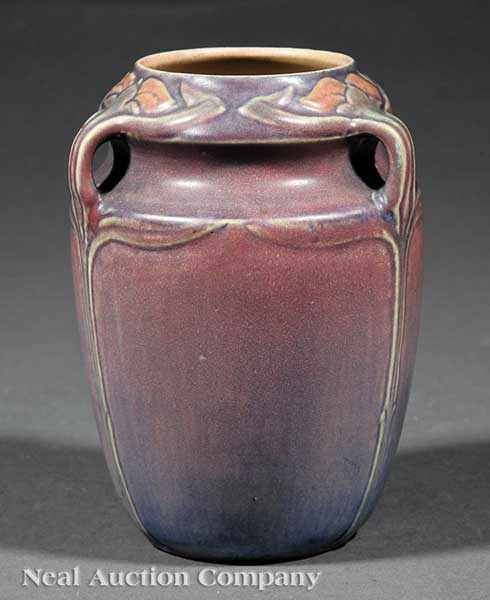 Appraisal: A Walrath Art Pottery Semi-Matte Glaze Handled Vase early th