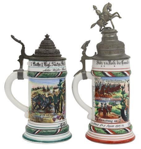 Appraisal: lot of German regimental lithophane beer steins both with polychrome