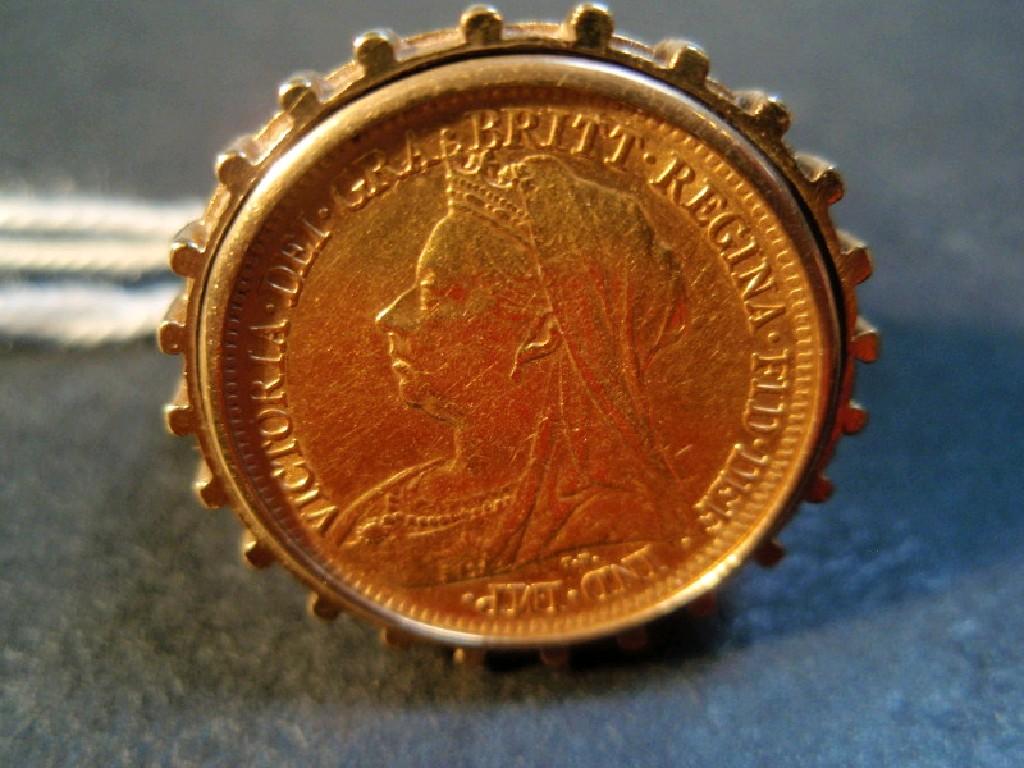 Appraisal: A half sovereign set in a ct gold ring mount