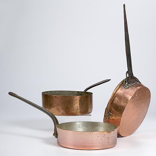 Appraisal: COPPER AND IRON PANS total to include A French or