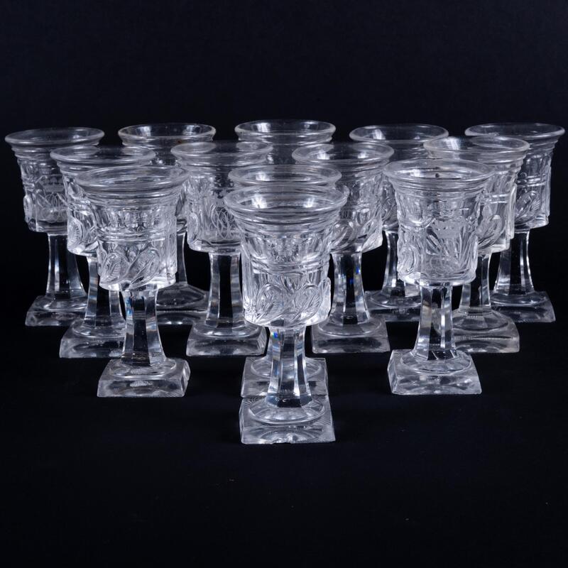 Appraisal: Set of Fourteen Continental Glass Cordials with Pedestal Stems Unmarked