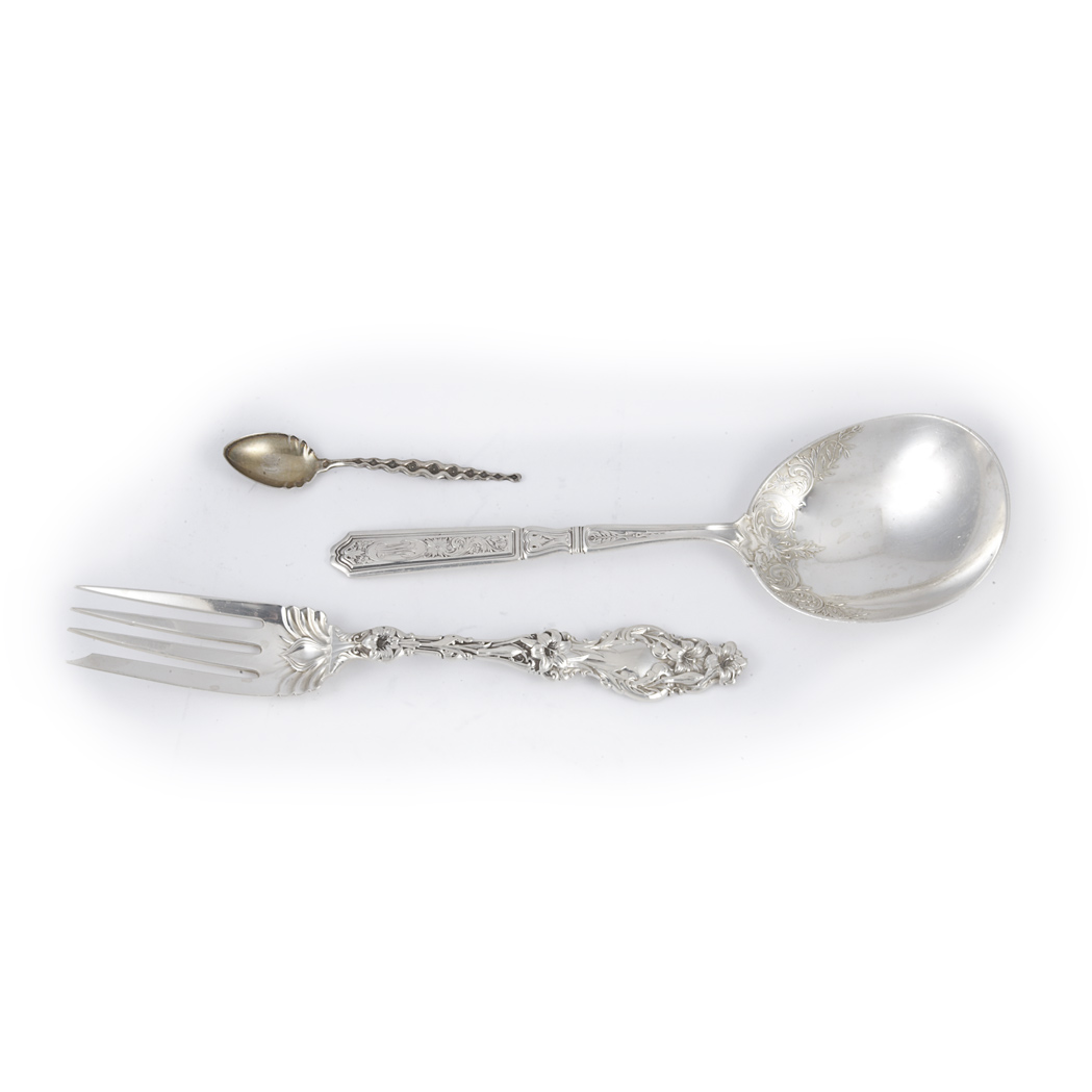 Appraisal: Group of Sterling Silver Flatware Articles Comprising a ladle tongs