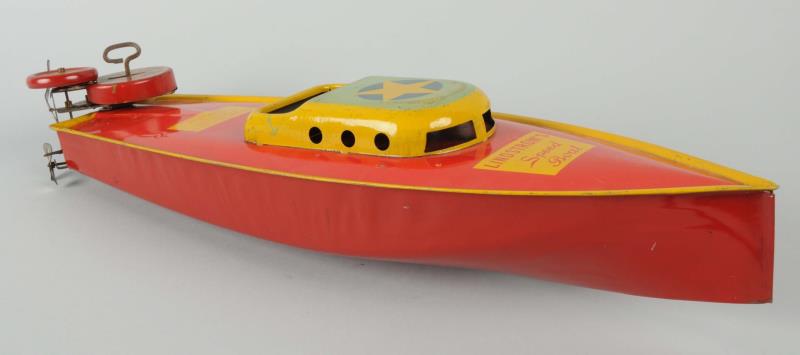 Appraisal: Tin Litho Lindstorm Speed Boat Toy This s speed boat