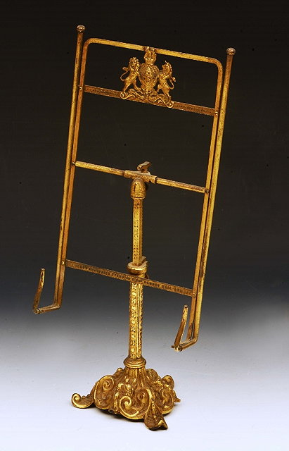 Appraisal: WRIGHT'S PATENT NEWSPAPER STAND gilt metal with royal coat of