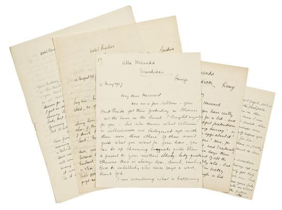 Appraisal: LAWRENCE D H Five autograph letters signed to Harwood Picard