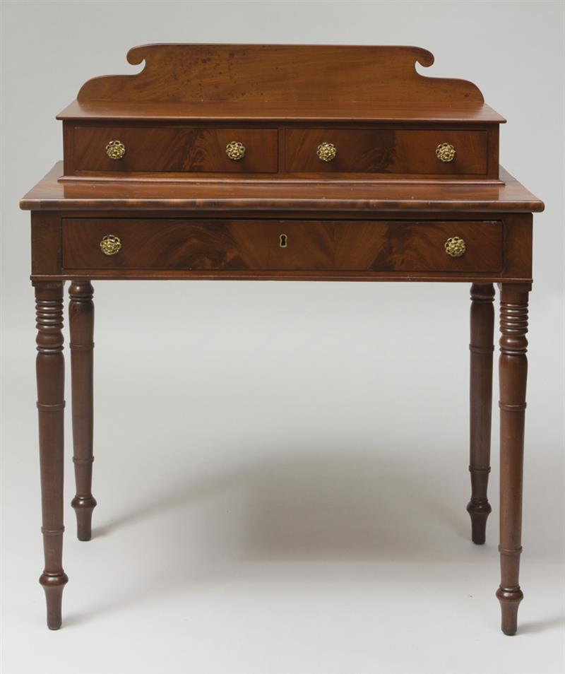 Appraisal: Late Federal Mahogany Side Table With superstructure x x in