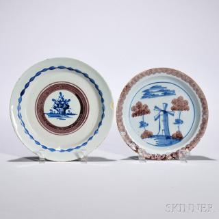 Appraisal: Two Tin-glazed Earthenware Plates England c - probably London each