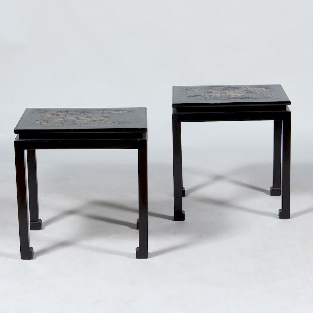 Appraisal: Two Chinese Lacquer End Tables x x in Property from