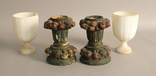 Appraisal: Pair of alabaster goblets late th c h together with