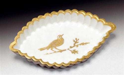 Appraisal: RARE SWEET DISH WITH AUGSBURG GOLD PAINTING Meissen circa -