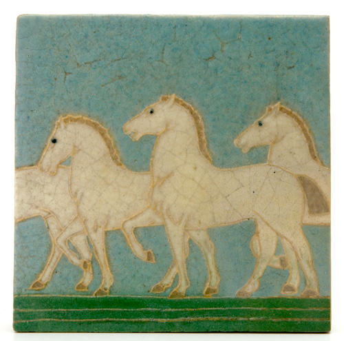 Appraisal: GRUEBY Tile designed by Addison LeBoutillier and decorated in cuenca