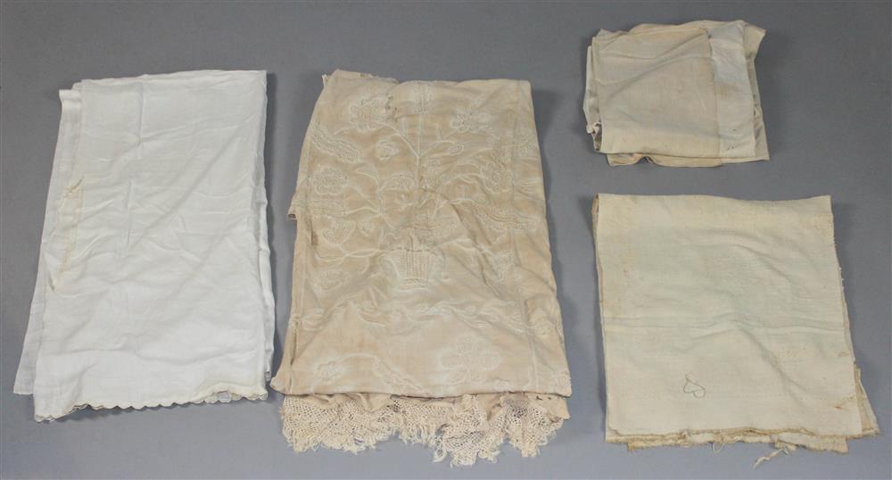 Appraisal: GROUP OF ANTIQUE TEXTILES INCLUDING A CIRCA - LINEN COVERLET