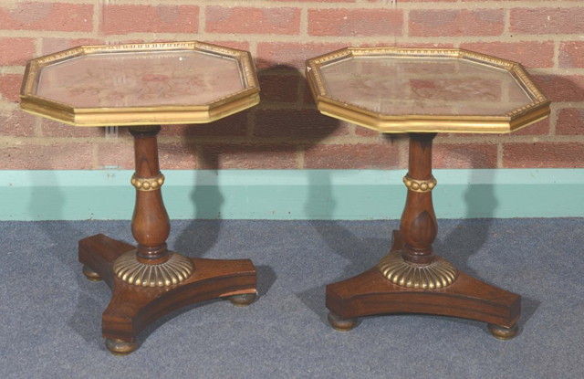 Appraisal: A PAIR OF GEORGE IV ROSEWOOD LAMP TABLES each with